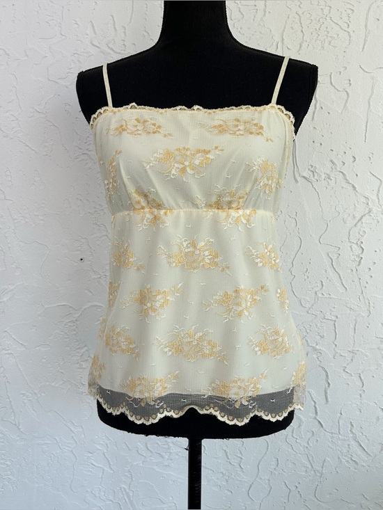 New York & Company Tops - Vintage Y2K White/Cream Square Neck Lace Babydoll Cami Size Large